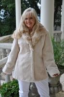 Sugar And Cream Sheared Beaver Jacket With Golden Chinchilla Collar