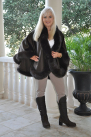 Coco Brown Cashmere Cape With Brown Fox