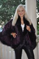 Purple Passion Cashmere Cape With Black Fox