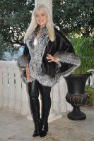 Silver Fox Topped Black Cashmere Cape