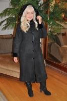 Mariah Black Hooded Suede Spanish Merino Shearling Sheepskin Coat