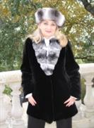 Winter In St. Petersburg Black Sheared Beaver With Natural Chinchilla Collar