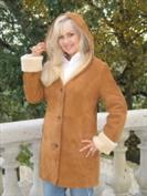 Simply Charming Hooded Spanish Merino Shearling Sheepskin Coat - Size 4