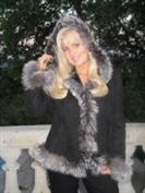 Smokin Hot Spanish Merino Shearling Sheepskin Coat With Silver Fox Trim - Sizes 4 and 10