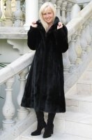 Lovely Mid-Calf Length Black Mink Coat - Size 4