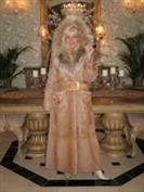 Golden Queen Mink Coat With Lynx Shawl Collar And Lined Hood