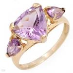 Majestic Three-Stone Ring With 6.10ctw Amethyst Beautifully Set In 10K Yellow Gold