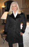 Black Classy Merino Shearling Sheepskin Coat - Sizes 2 and 4