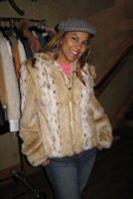 Friend wearing Aspen Fashions Reversible Rabbit Fur Coat Model 378 SOLD OUT