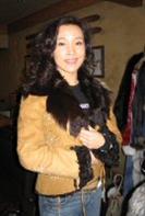 Joan Chen wearing Toscana Shearling with Hand-Painted Floral Designs Model 60F SOLD OUT