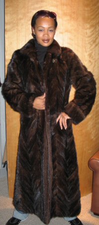 Friend wearing Aspen Fahions Full Length Mink Coat Model 34