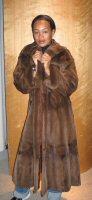 Friend wearing Aspen Fashions Coco Sheared Mink Coat with Shawl Collar Model 2113 SOLD OUT