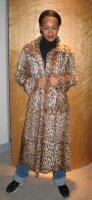 Friend wearing Reversible Animal Print Rabbit Coat Model 2332 SOLD OUT