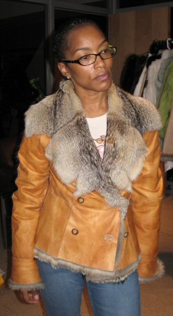 Angela Basset wearing Double Breasted Fox Jacket Model 60