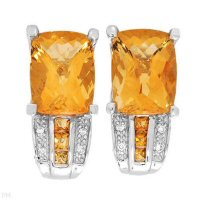 Stunning Earrings With 9.45ctw Clean Diamonds And Citrine Set Beautifully In 14K White Gold