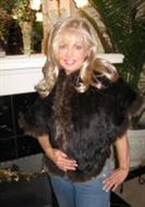 Dark Brown Knitted Mink Cape with Fox Trim