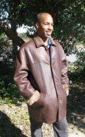 Chocolate Brown Leather Shearling Coat