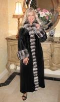 Reversible Black Sheared Mink with Natural Chinchilla Trim - Size 12