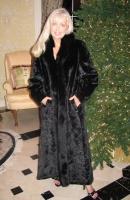 Reversible Black Sculptured Mink Coat With Fox Tuxedo