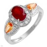 Elegant Ring With 1.60ctw Diamonds, Ruby And Sapphires Set In 10K white Gold