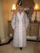 Blue Fox Chevron Coat with Shadow Fox Collar and Tuxedo Front - 52"