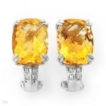 Vibrant Earrings With 18.05ctw Diamonds And Citrines Crafted In 14K White Gold