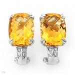 Vibrant Earrings With 18.05ctw Diamonds And Citrines Crafted In 14K White Gold