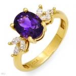 Gorgeous Ring With 2.00ctw Marquise Cut Clean Diamonds And Amethyst Set in 18K Yellow Gold