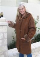 Beta Spanish Merino Shearling Sheepskin Hooded Car Coat With Laced Pockets - Size 24