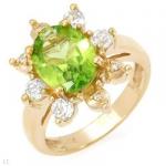 Terrific Ring With 3.24ctw Diamonds, Peridot And Topazes Set In 14K Yellow Gold