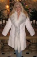 Star White Mink Coat with Platinum Fox Collar and Tuxedo Front