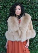 Gold Camel Sheared Beaver Cape with Fox Trim