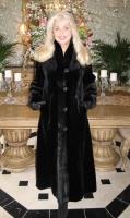 Reversible Black Sheared Mink Coat with Long Hair Mink Collar, Tuxedo Front and Cuffs
