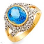 Stunning Ring With 3.45ctw Diamonds And Topaz Crafted In 14K Yellow Gold