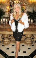 Candlelight White Female Mink Cape with Shadow Fox Tuxedo