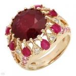 Gorgeous Ring With 11.45ctw Diamonds, Rubies And Sapphires Beautifully Designer In 14K Yellow Gold