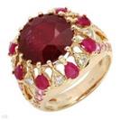 Gorgeous Ring With 11.45ctw Diamonds, Rubies And Sapphires Beautifully Designer In 14K Yellow Gold