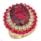 Breathtaking Ring With 11.69ctw Genuine Ruby, Diamond And Tourmaline Set In 14K Yellow Gold - SOLD O
