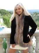 Dream Girl Ranch Sheared Mink Coat With Crystal Fox Trim - Size 10