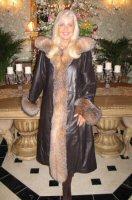 Midnight Beauty Black Babylamb Napa Coat with Black Fox Hood Trim and ...