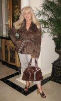Brown Rabbit Fur Purse With Studded Design