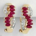 Superb Earrings With 1.35ctw Diamonds And Rubies Beautifully Designed In 14K Yellow Gold