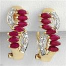 Superb Earrings With 1.35ctw Diamonds And Rubies Beautifully Designed In 14K Yellow Gold
