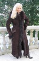 Fancy Spanish Merino Shearling Sheepskin Coat With Toscana Trim And Embroidered Detail