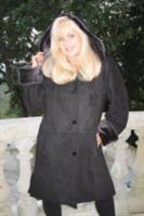 Mountain Girl Hooded Black Spanish Merino Shearling Sheepskin Coat