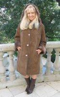 Janis Hooded Spanish Merino Shearling Sheepskin Coat - Size 2