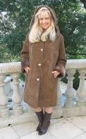 Janis Hooded Spanish Merino Shearling Sheepskin Coat - Size 2