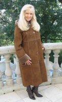 Ginger Bread Hooded Spanish Merino Shearling Sheepskin Coat - Size 12