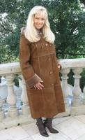 Ginger Bread Hooded Spanish Merino Shearling Sheepskin Coat - Size 12