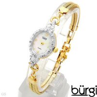 BURGI Brand New Quartz Watch With Genuine Diamonds And Mother Of Pearl Dial